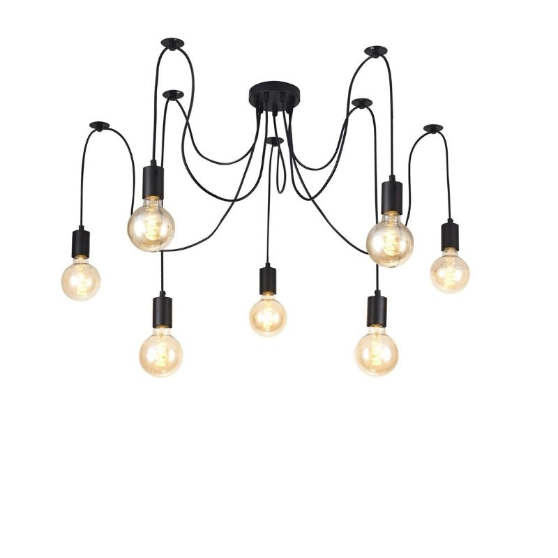 Deco Dreifa 7 Light Pendant In Black Finish with Distribution Box And Cable Support Brackets D0632 – Dreifa Pendant – Deco – Daz Lighting