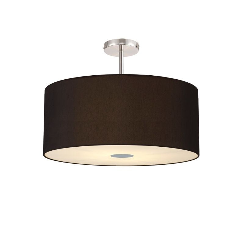 Deco Baymont 5 Light Semi Flush In Polished Chrome Finish with 60cm Faux Silk Fabric Shade – Black And Green Olive DK0465 – Baymont Pendant – Deco –