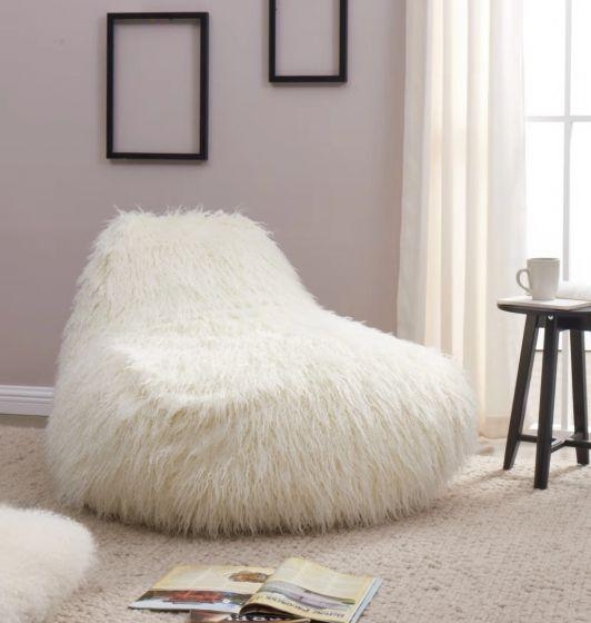 Faux Sheepskin Bean Bag White – Chair – CGC Retail Outlet