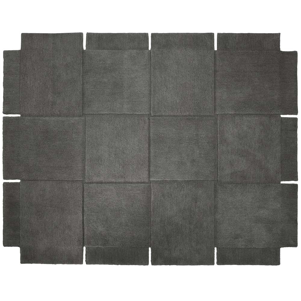 Design House Stockholm – Basket Rug – Grey – 185 x 240 – Green / Dark Grey – 100% Wool / Cotton – 180cm