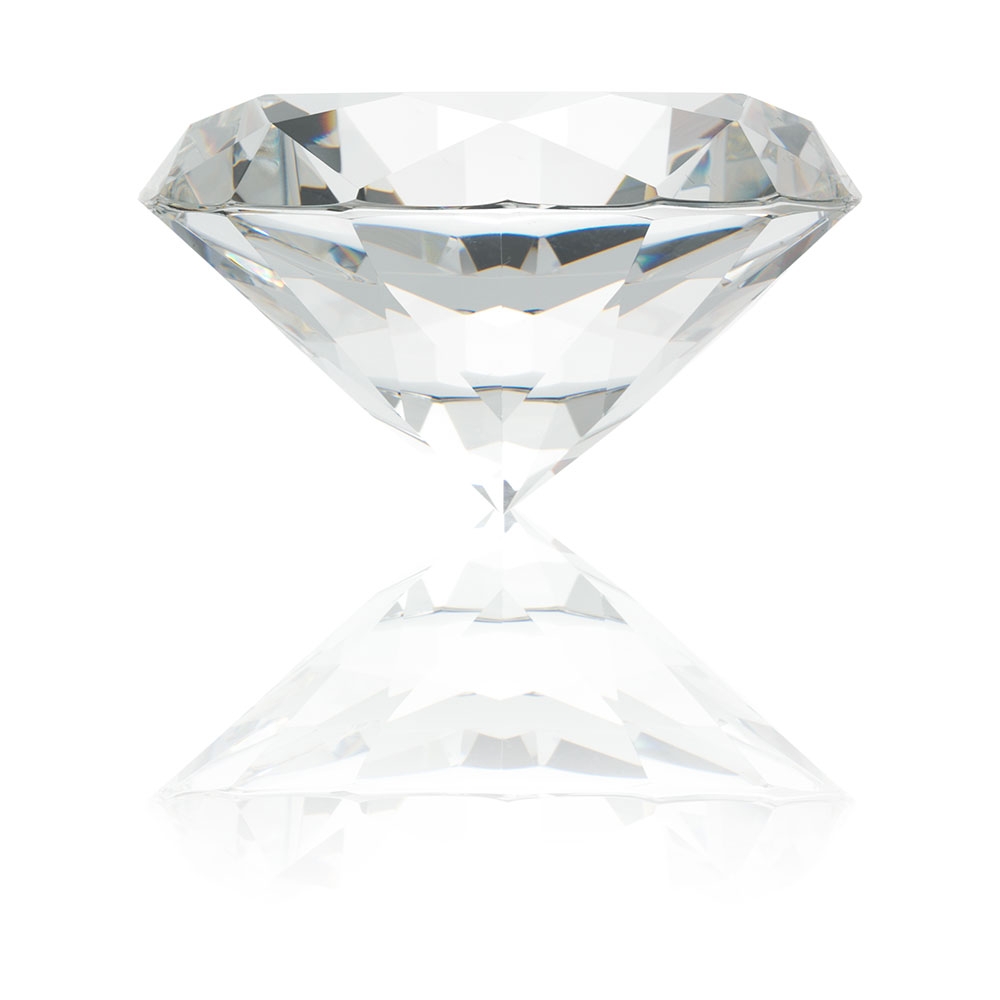 Large Glass Diamond Paperweight