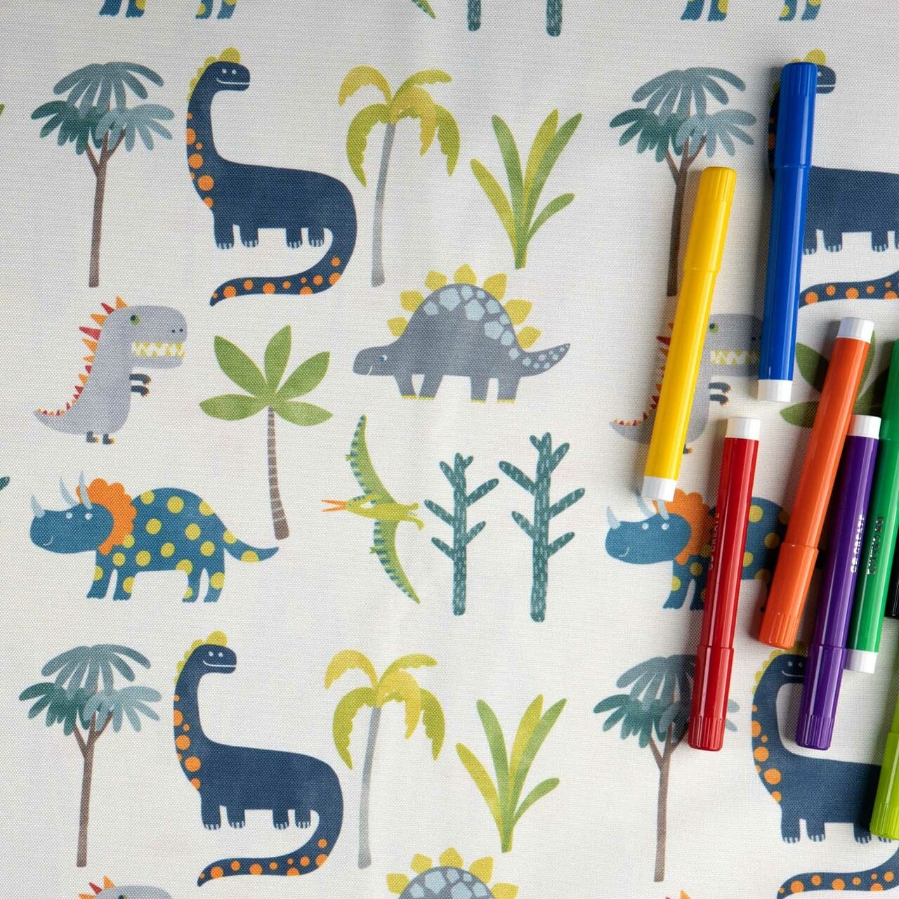 Celina Digby Luxury Children’s Dinosaur Tablecloth – Dino Days Cream Square (135 x 135cm)