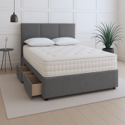 Kensington Divan Bed With Headboard – 4’0 Small Double – 2 Drawers End – Strutted Headboard – Shop Divan Bed