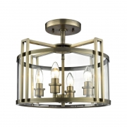 Diyas Eaton 4 Light Semi Ceiling Flush In Glass And Antique Brass Finish IL31091 – Eaton Ceiling – Diyas – Daz Lighting