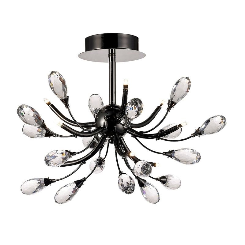 Diyas Anita 9 Light Semi Ceiling Chandelier In Black Chrome And Clear Crystal Finish IL31635 – Anita Ceiling – Diyas – Daz Lighting