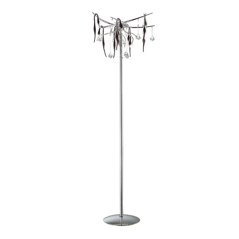 Diyas Cygnet 6 Light Floor Lamp In Polished Chrome Finish with Black Glass And Crystal IL50418 – Cygnet Floor Lamp – Diyas – Daz Lighting