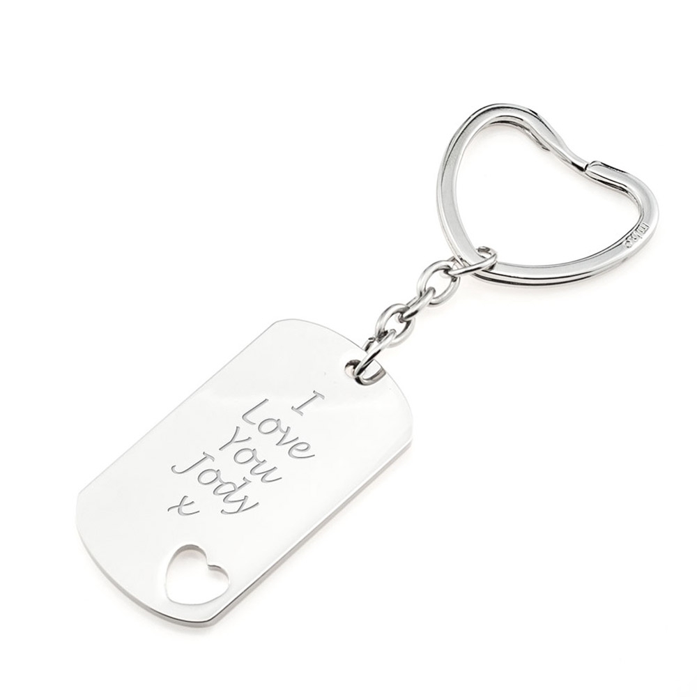 Rectangle Heart Cutout Keyring