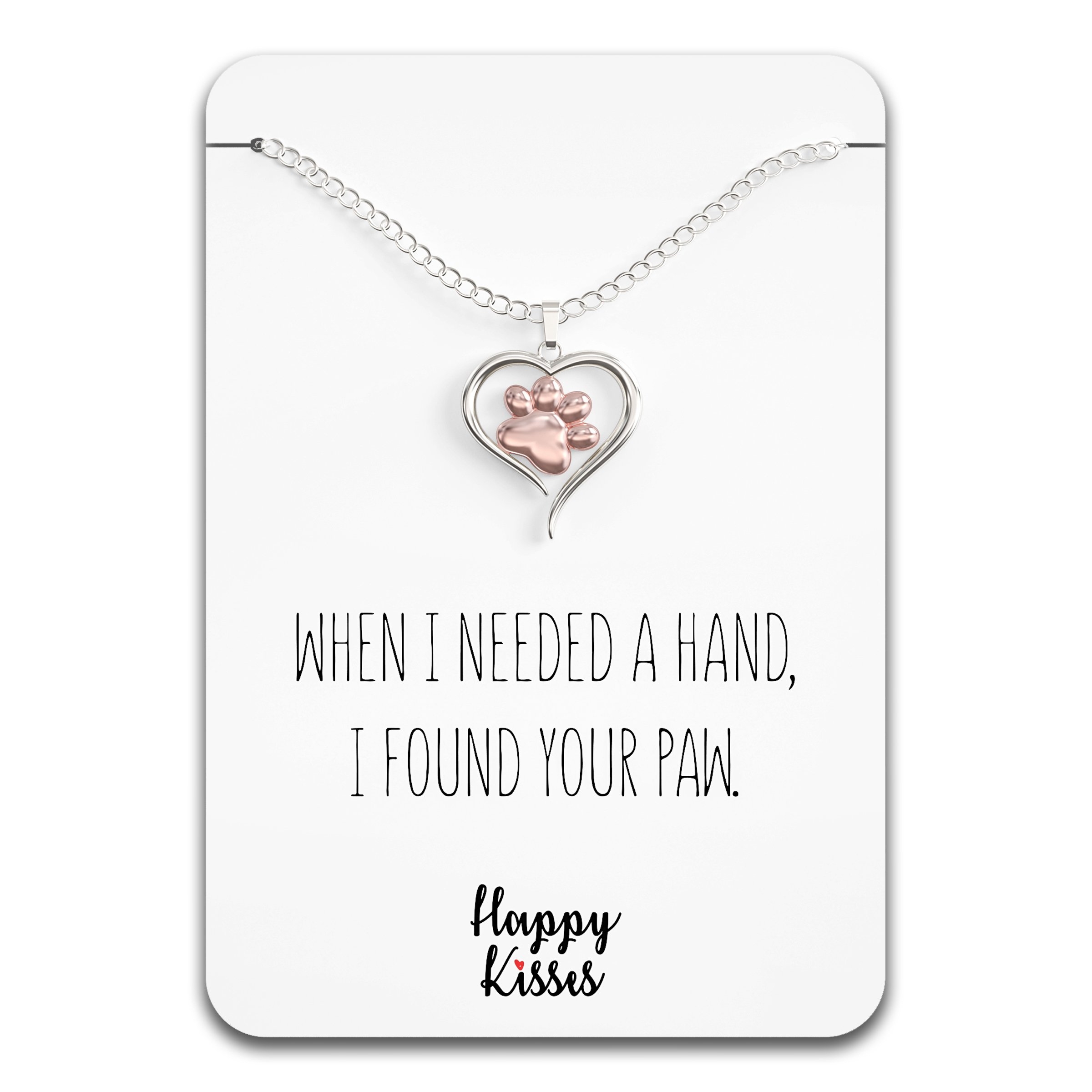 Dog Paw Heart Necklace- Silver & Rose Gold – Happy Kisses