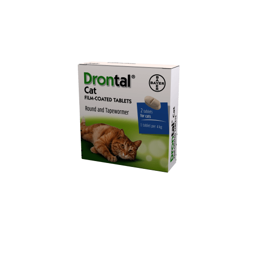 Drontal Cat – 2x Film Coated Wormer Tablets -1x Tablet per 4Kg – Fur2Feather Pet Supplies