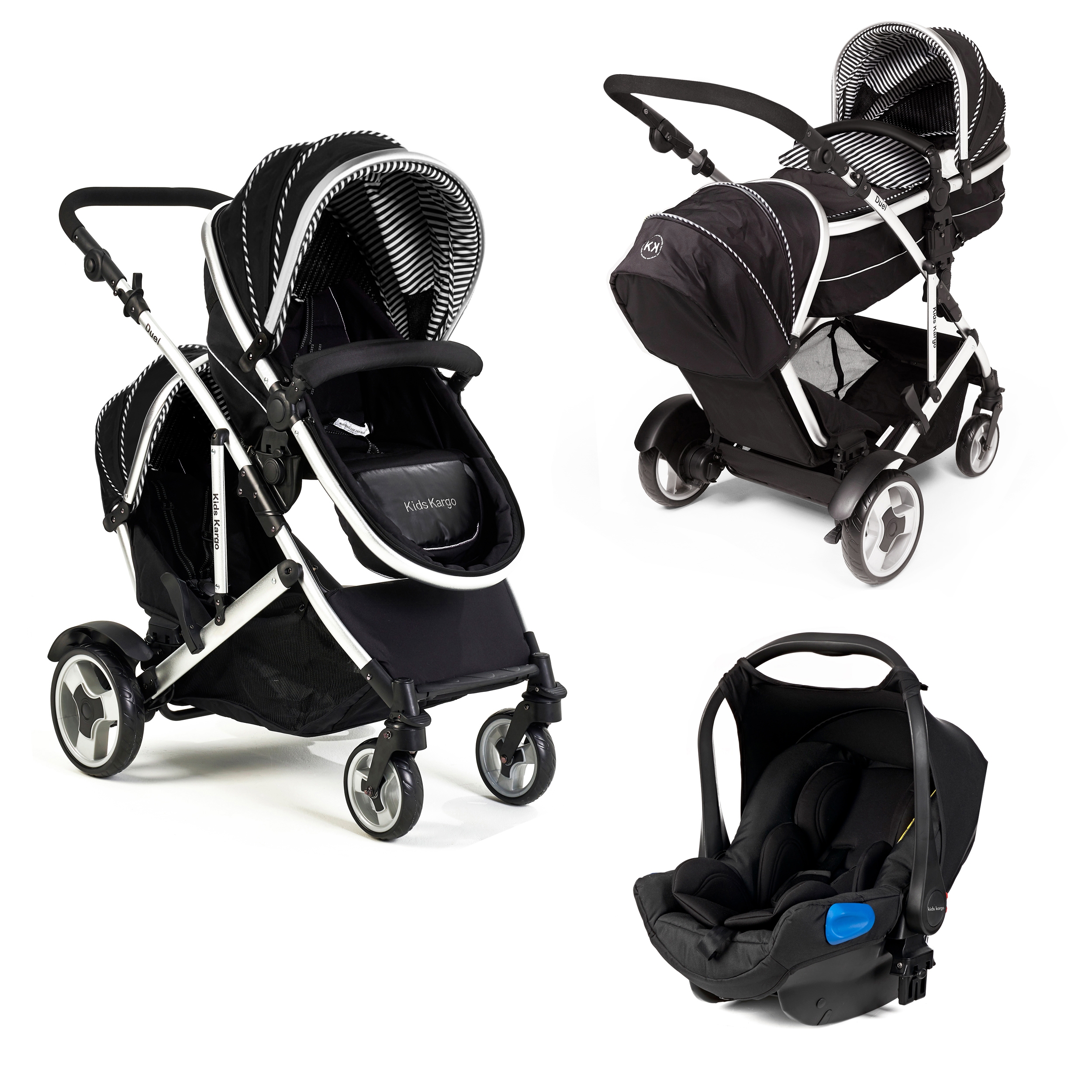 Buy & Pay Later Free Isofix Car Seat Kids Kargo Duel DS Double Tandem,  Avaliable in 7 different colours, Twin Pushchair Pram