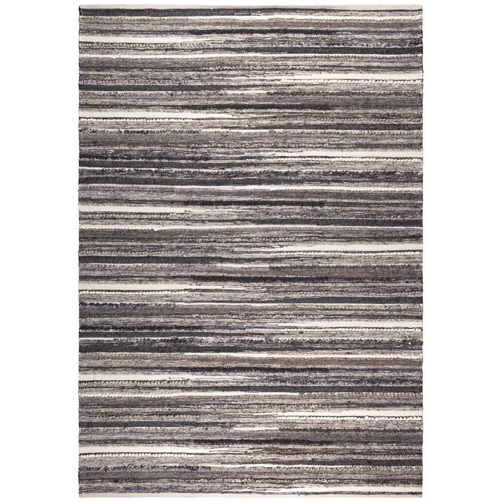 Dutchbone – Carve Rug – Natural & Charcoal – Grey / Dark Grey / Purple – 80% Wool / 20% Cotton – 0.7cm x  240cm x 170cm