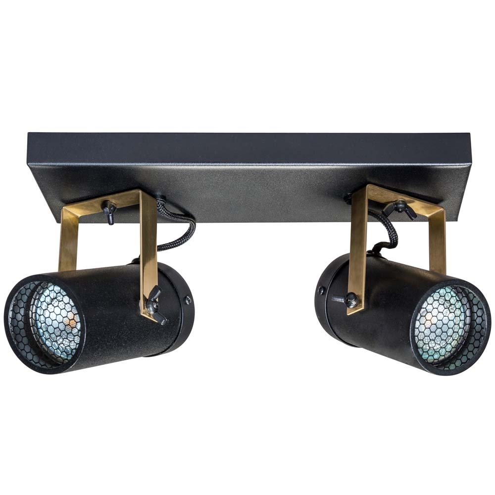 Dutchbone – Scope-2 LED Spotlight – Black – Black / Gold – Steel – 12.9cm