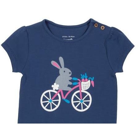 Kite Toddler Bunny & Bike Organic Cotton T-shirt – Blue – 12-18 months