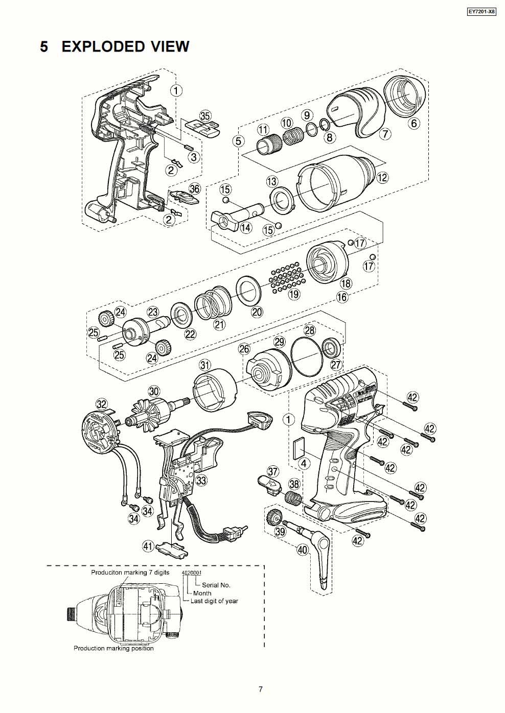 Panasonic EY7201 MOTOR ROTOR ASSEMBLY WEY7201L1467 Spare Part