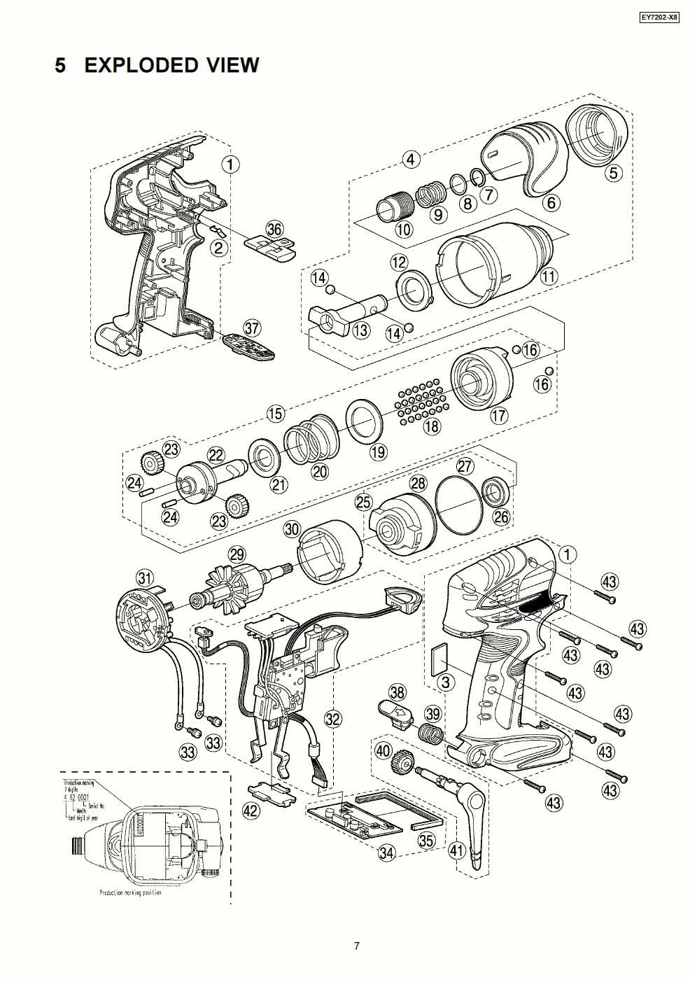 Panasonic EY7202 DRIVING SHAFT ASSEMBLY WEY7201L1067 Spare Part