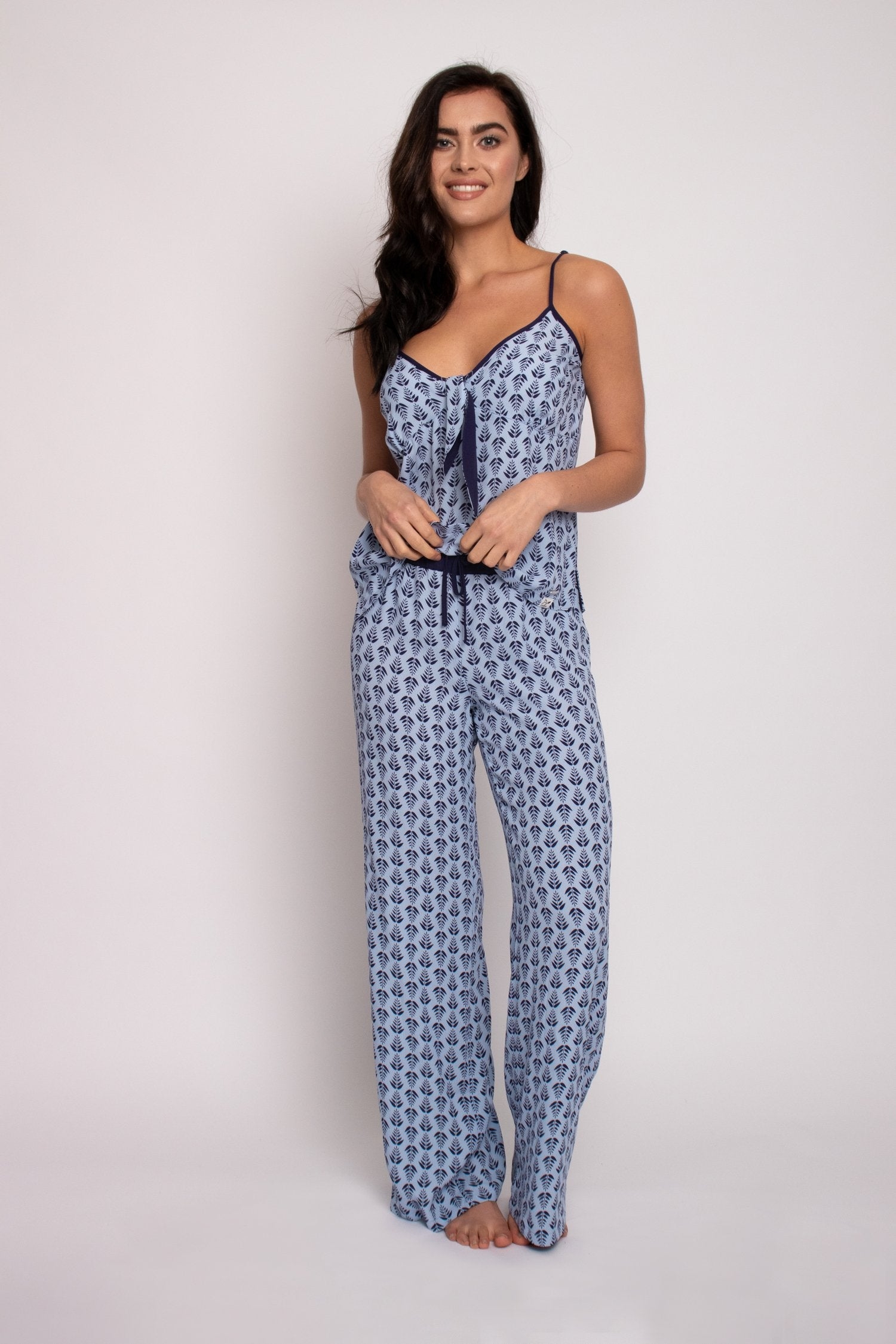 EcoVero Cami Trouser Set Blue | Women’s Nightwear | Pretty You London UK 10-12 / Blue