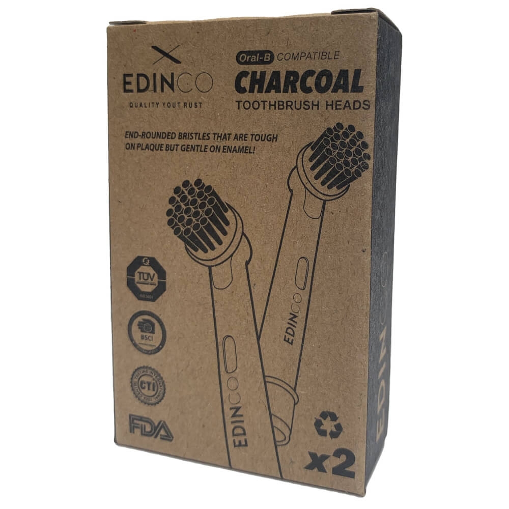 Edinco Recyclable Charcoal Oral B Compatible Heads (2 pack) – Recyclable Dental Care – Edinco