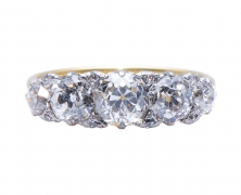 Edwardian, 18ct Gold and Platinum, Old Cushion-Cut Diamond Five Stone Engagement Ring – Vintage Ring – Antique Ring Boutique