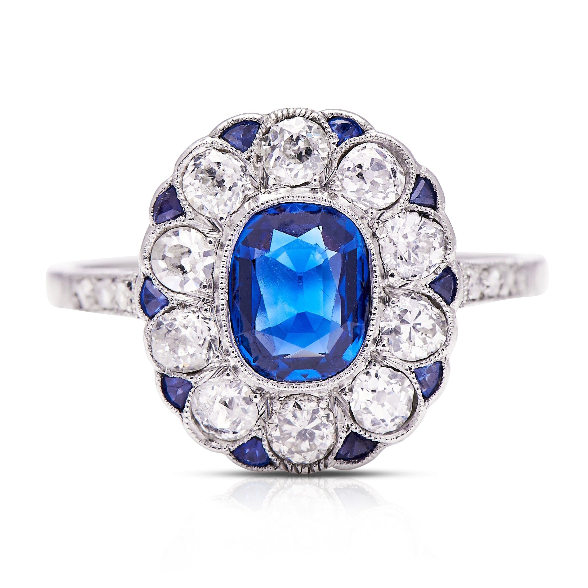 Edwardian, Platinum, Sapphire and Diamond Ring – Vintage Ring – Antique Ring Boutique