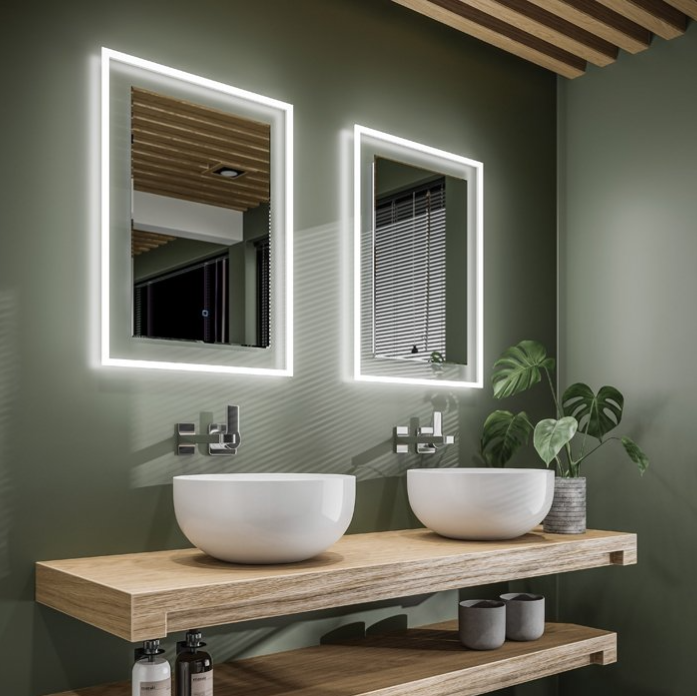 HiB Element – Rectangular LED Illuminated Bathroom Mirror – Element 50: H70 x W50 x D3cm – HiB LED Illuminated Bathroom Mirrors – Stylishly