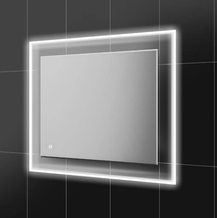 HiB Element – Rectangular LED Illuminated Bathroom Mirror – Element 60: H80 x W60 x D3cm – HiB LED Illuminated Bathroom Mirrors – Stylishly