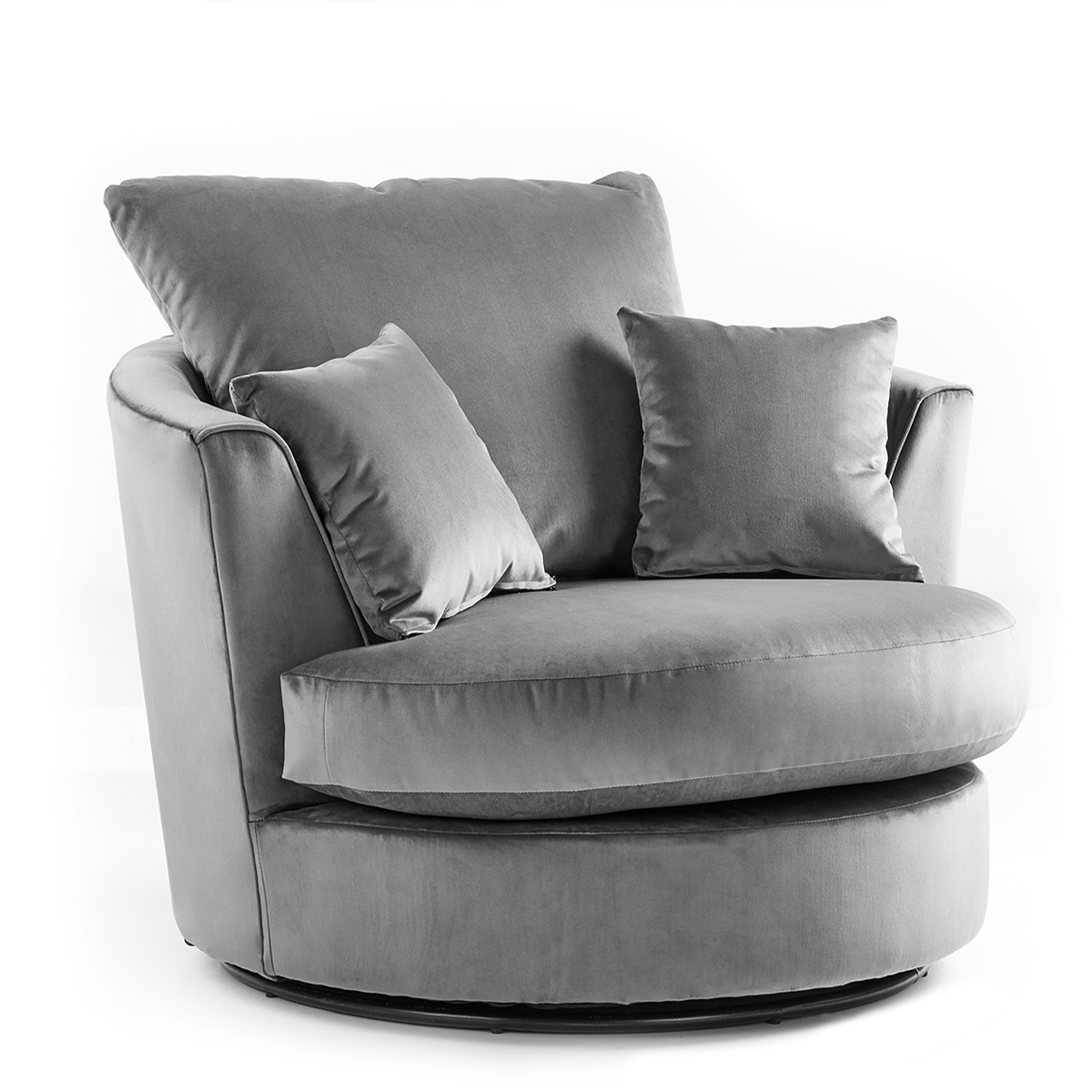 Quinn Plush Velvet Swivel Chair – Grey – The Online Sofa Shop