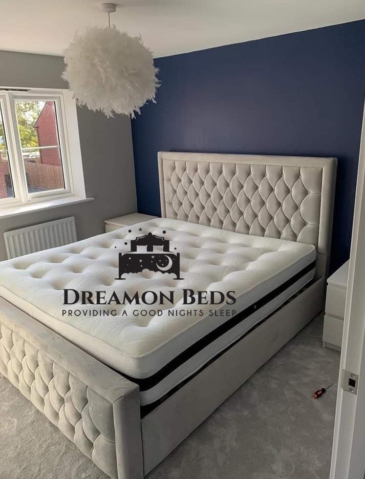 Chicago Sleigh Bed Frame – Endless Customisation – Choice Of 25 Colours & Materials – Dreamon Beds