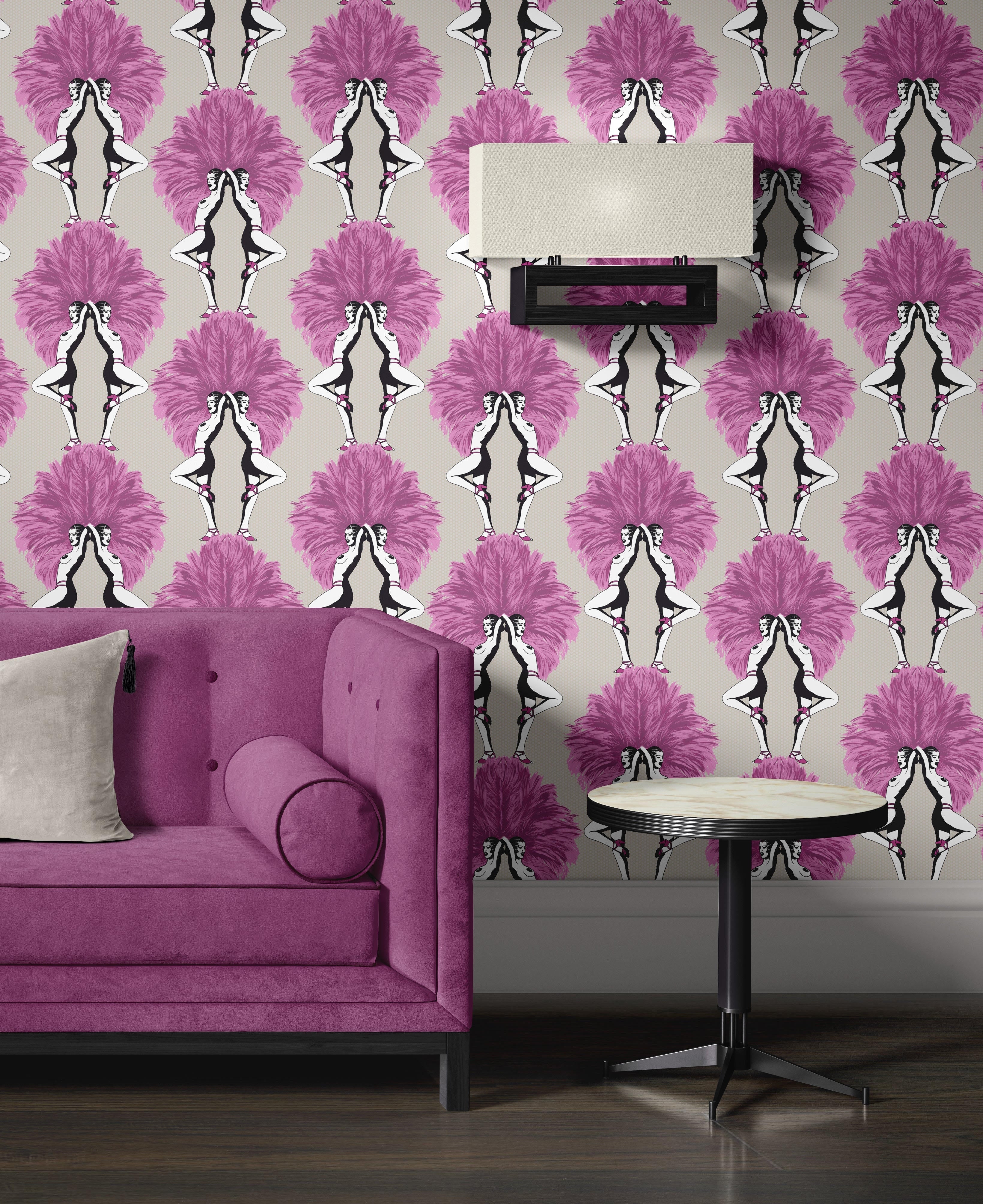 Showgirls Wallpaper Metallic Pink & Cream Graduate Collection | The Design Yard Roll