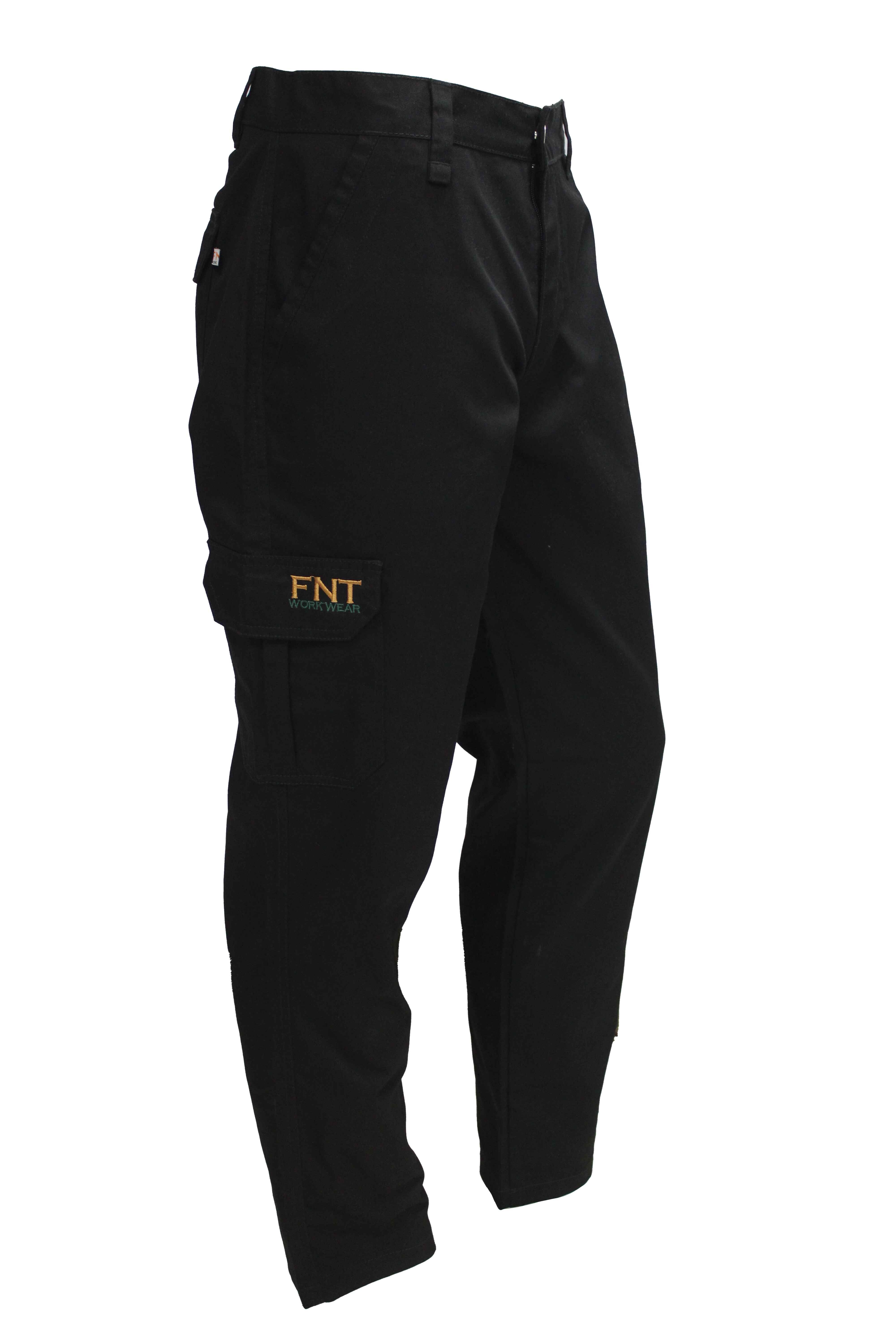 Men’s Cargo Work Trousers – Durable Multi Pocket Combat Style Comfort Black / 28″ / 29″ (Short) – FNT Workwear