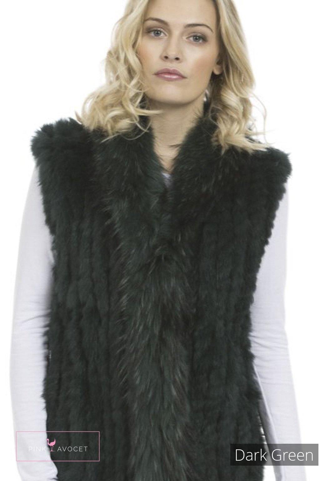 Fur Gilet Dark Green / One Size by Pink Avocet