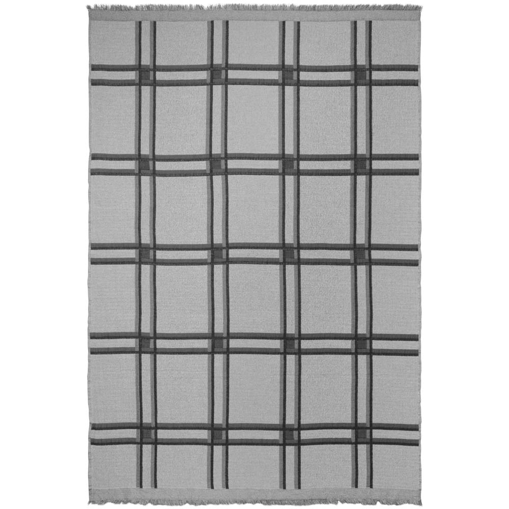 Ferm Living – Checked Blanket – Grey – Grey / Green – 50% Wood / 50% Cotton – 130cm x  180cm