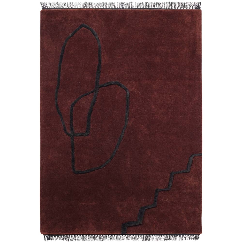 Ferm Living – Desert Tufted Rug – Red Brown – 140 x 200 – Red – 100% Tufted New Zealand Wool / 100% Cotton – 140cm
