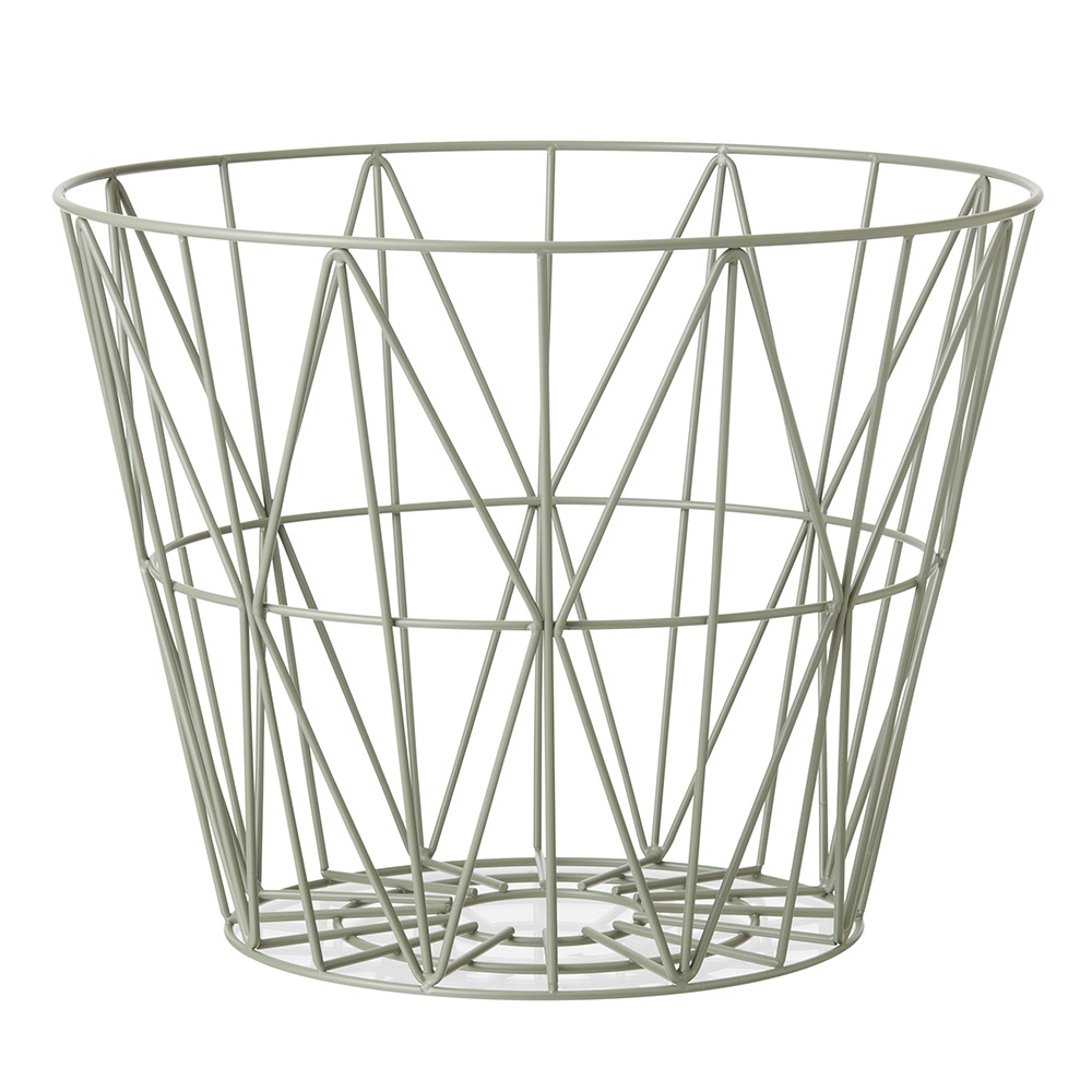 Ferm Living – Wire Basket – Dusty Green – Medium – Green – Iron Wire – Medium