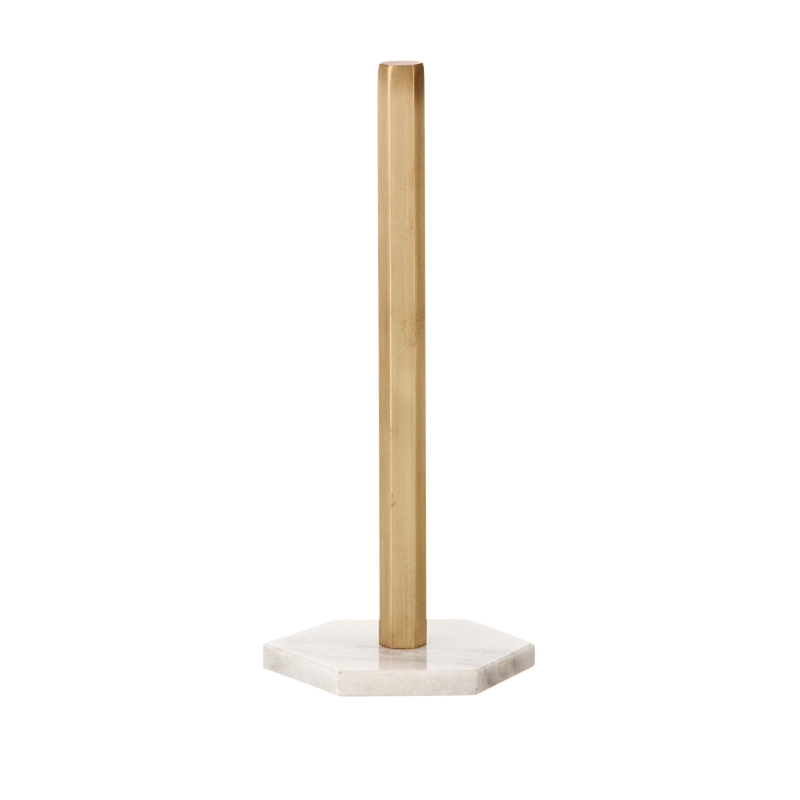 Ferm Living – Hexagon Stand – Gold – Solid Brass / Polished Marble – 15cm x 30cm