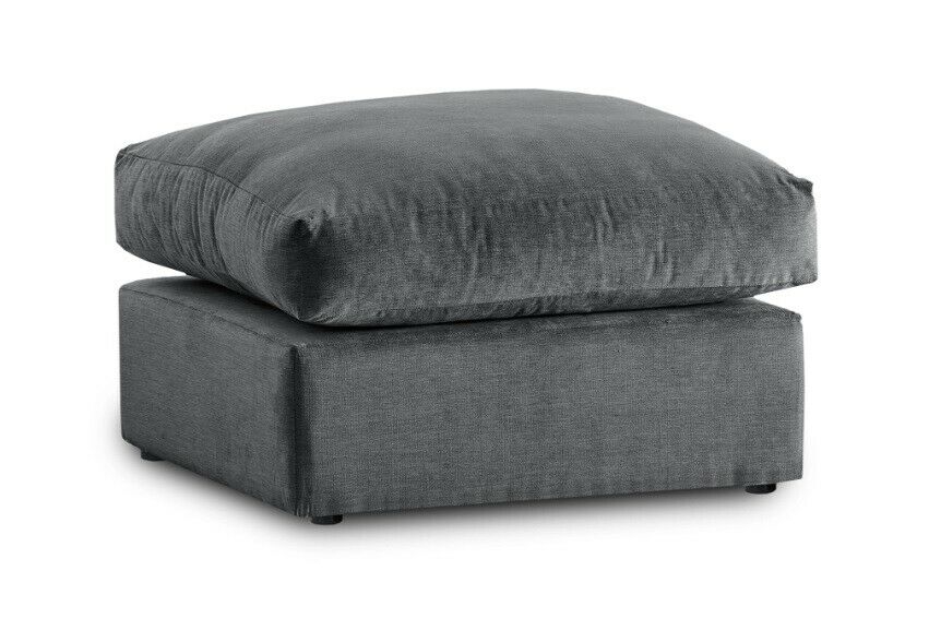Fern Chenille Fabric Footstool – Grey – The Online Sofa Shop