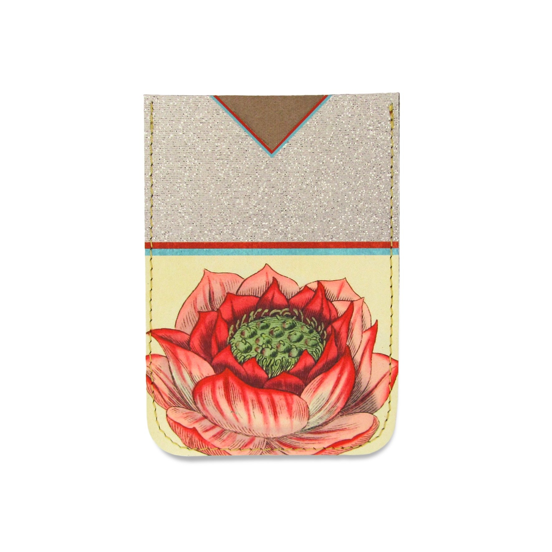 Leather Card Holder / Phone Sticker Wallet Pocket – Lotus Flower – Standard Card Holder / Without personalisation / Pink