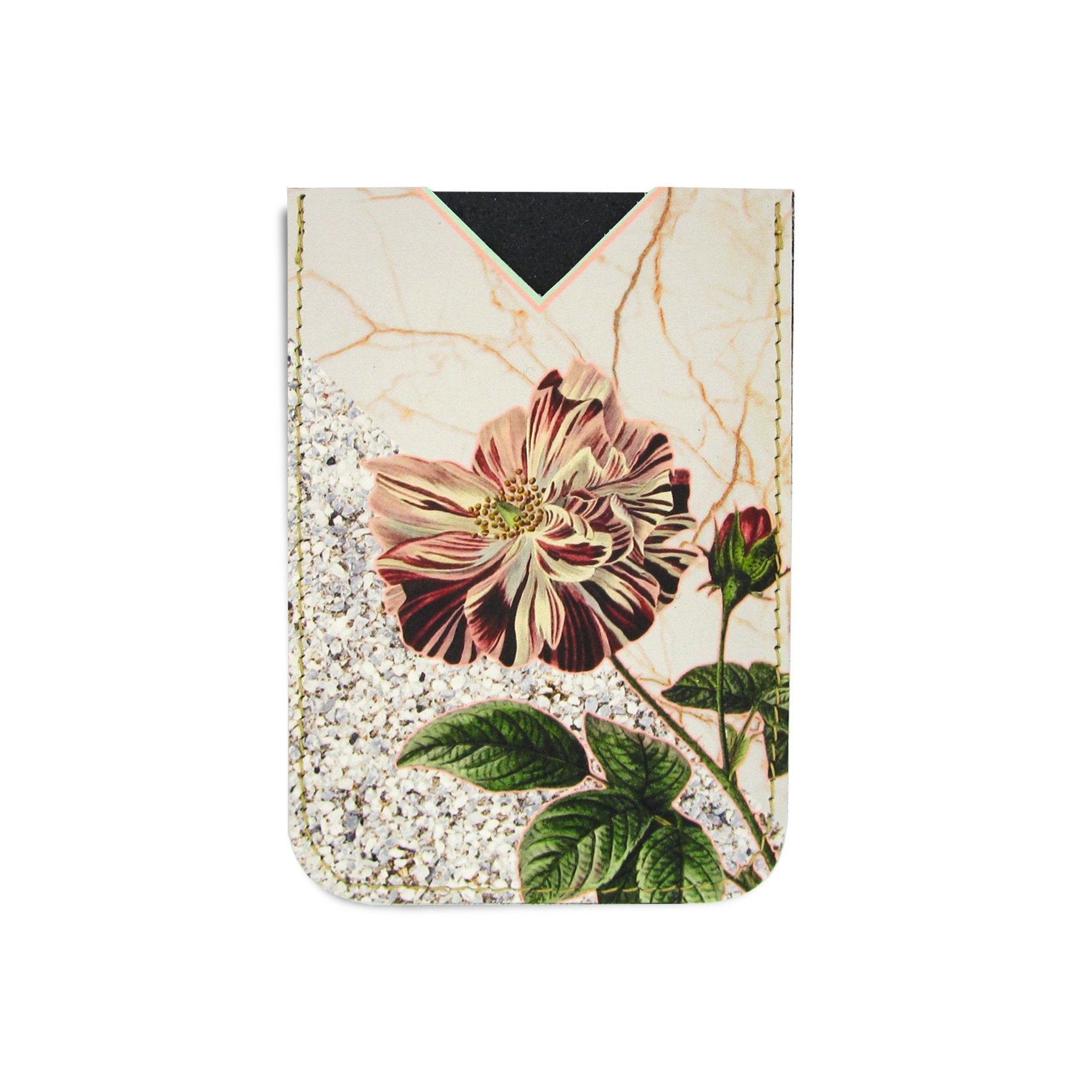 Leather Card Holder / Phone Sticker Wallet Pocket – Wild Rose – Standard Card Holder / Without personalisation / Pink