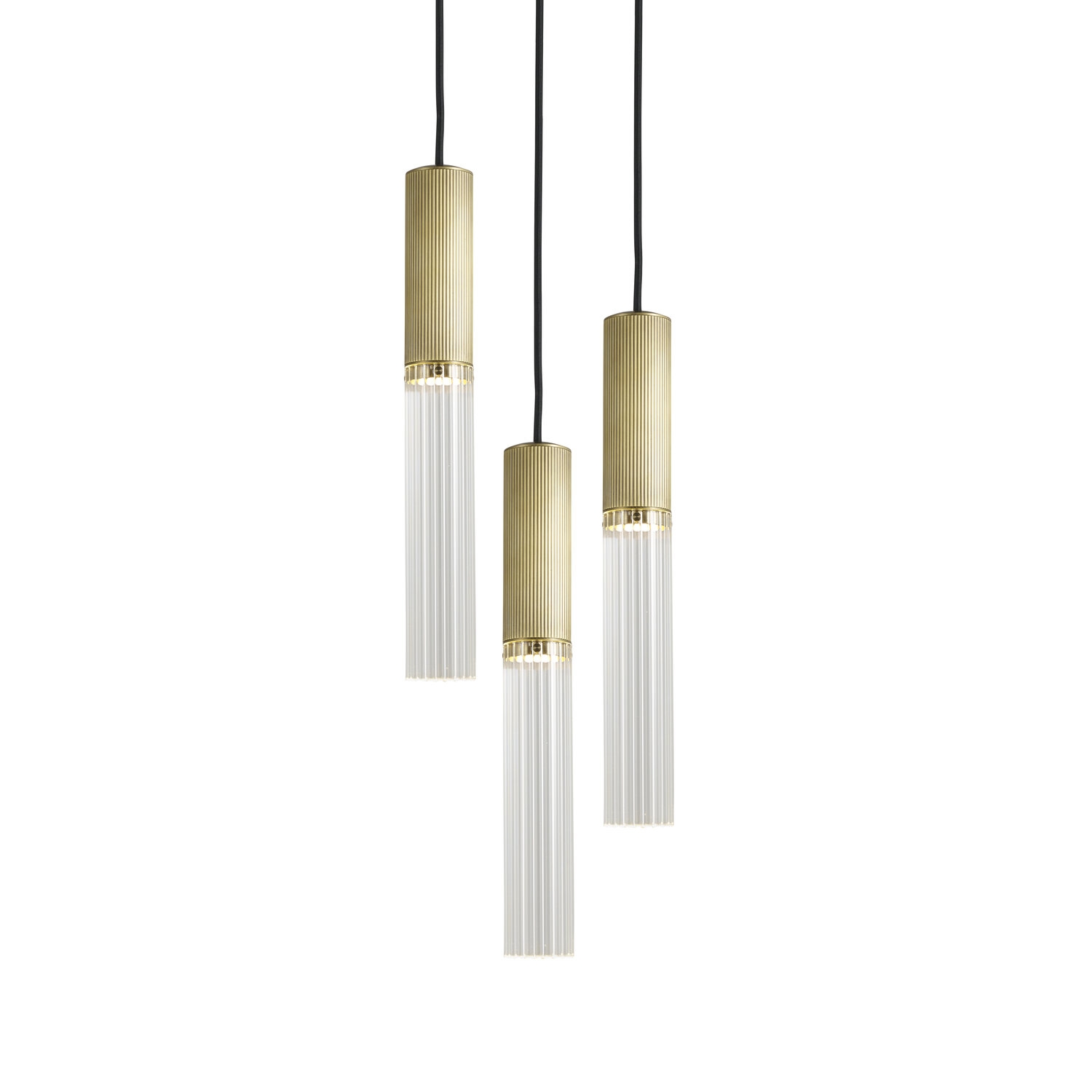 J Adams & Co – Flume 50 Pendant Light – 3 drop grouping – Brass Colour – Brass Material
