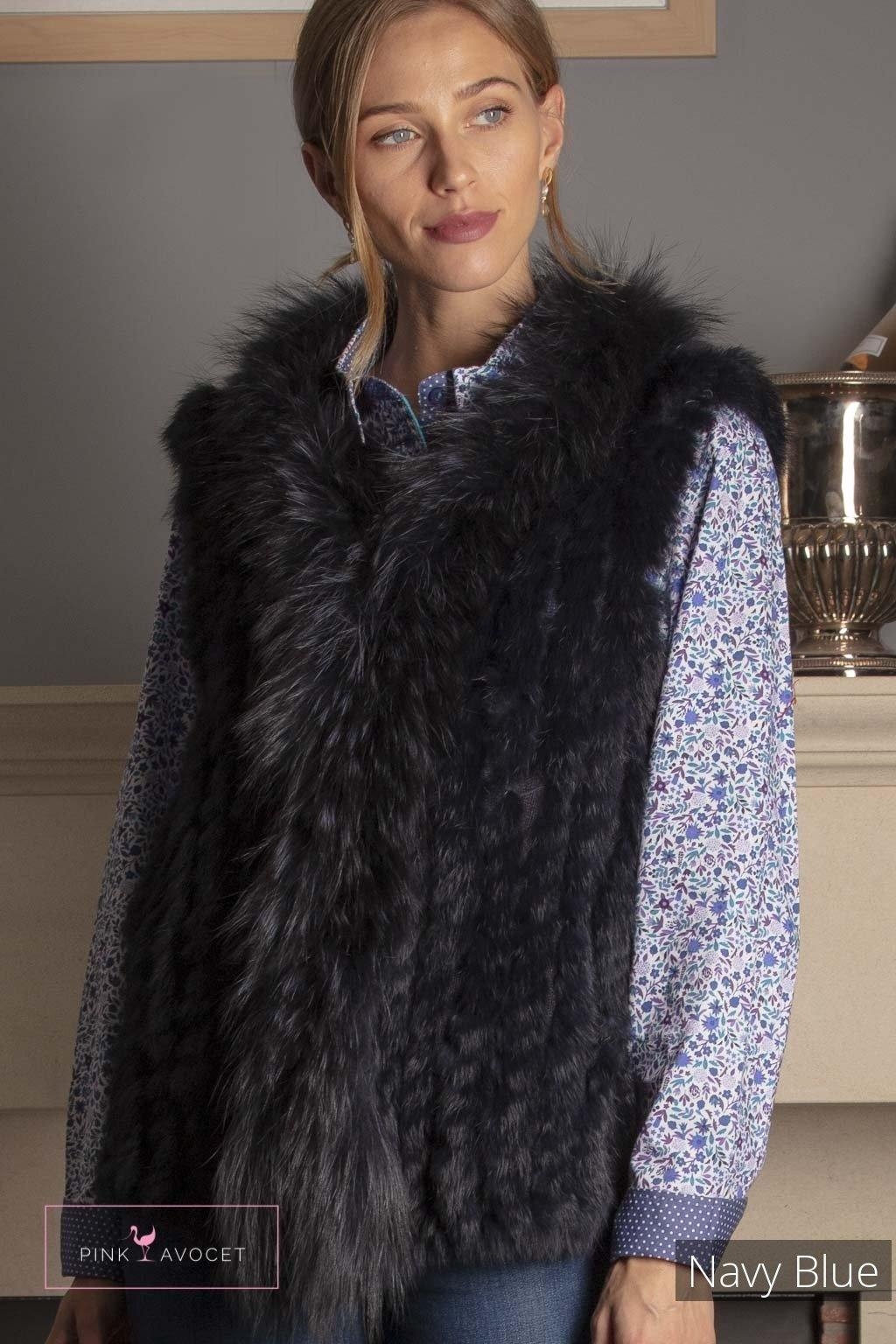 Fur Gilet Navy Blue / One Size by Pink Avocet
