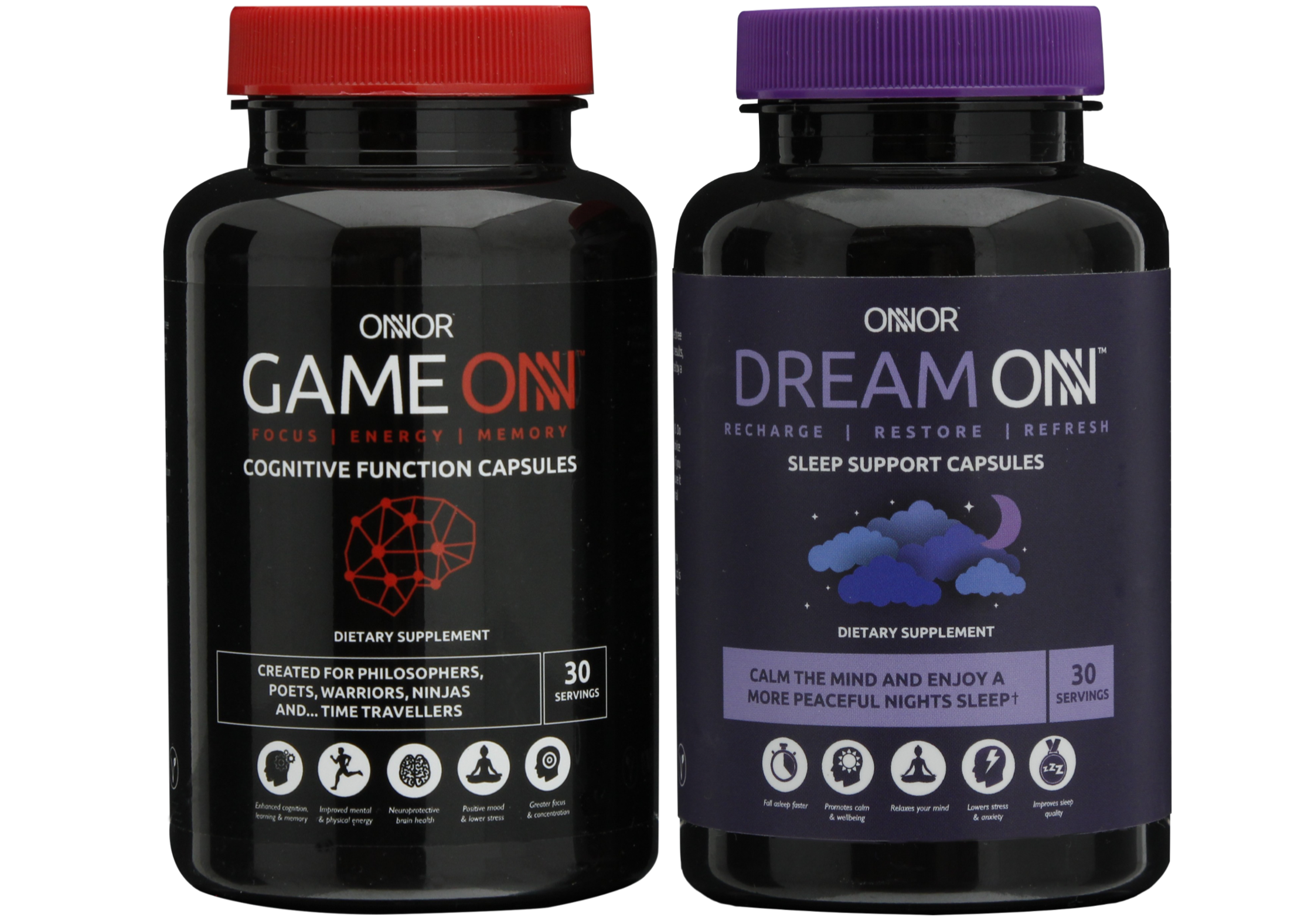 Sleep Support & Cognitive Function Nootropic Capsule Bundle – 100% Natural Ingredients – Vegan – Gluten & GMO Free – ONNOR Limited