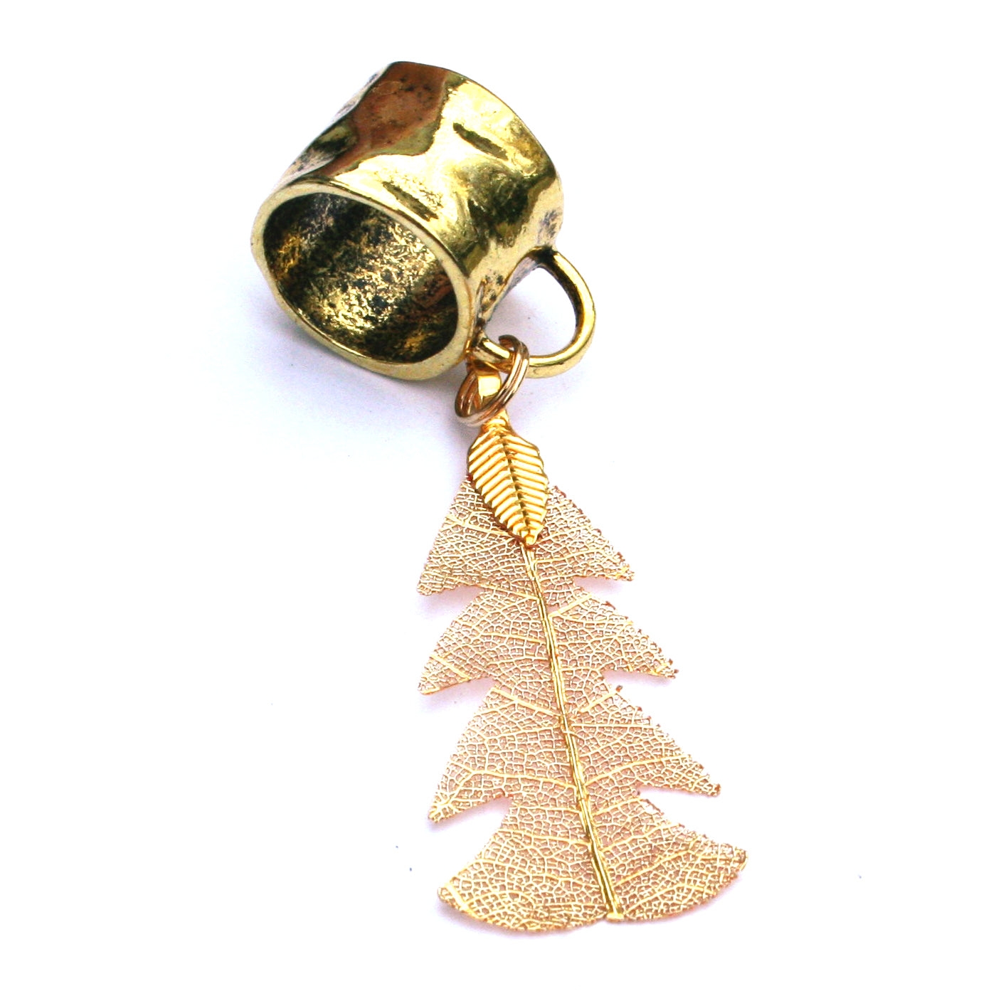 Real Leaf Christmas Tree Scarf Jewellery Gold – Stylish & Luxurious – Unisex – The Scarf Giraffe