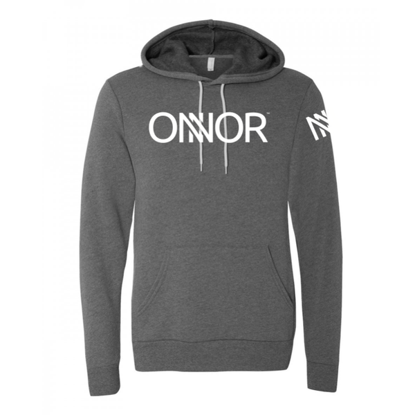 Grey Hoodie – White ONNOR Print – ONNOR Limited