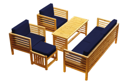 5 Seater Luxury Garden/ Patio/ Conservatory Furniture Set Blue – Furnishop