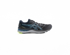 Mens Asics Gel Nimbus 23 – Dark Running Trainers – Suitable For Achilles Pain / Orthotics – Size 10.5 – Black / Blue / Grey – Synthetic Fabric