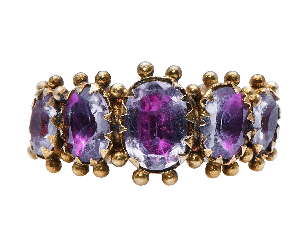 Reserved. Georgian, 18ct Gold, Pink Rock Crystal Five-Stone Ring – Vintage Ring – Antique Ring Boutique