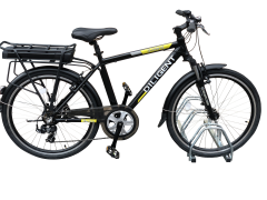 Commuter Ebike – G-Hybrid – Diligent – 36v Battery – Black – Throttle – Green Hybrid Bikes