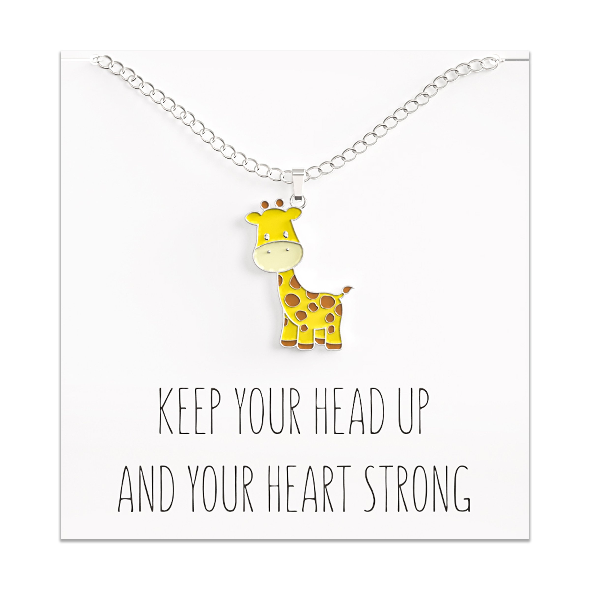 Cute Giraffe Necklace Kids Charm With Inspirational Card Gifts For Girls & Teens – Happy Kisses