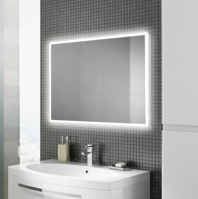 HiB Globe – Rectangular LED Illuminated Bathroom Mirror – Globe 60: H80 X W60 x D4.5cm – HiB LED Illuminated Bathroom Mirrors – Stylishly