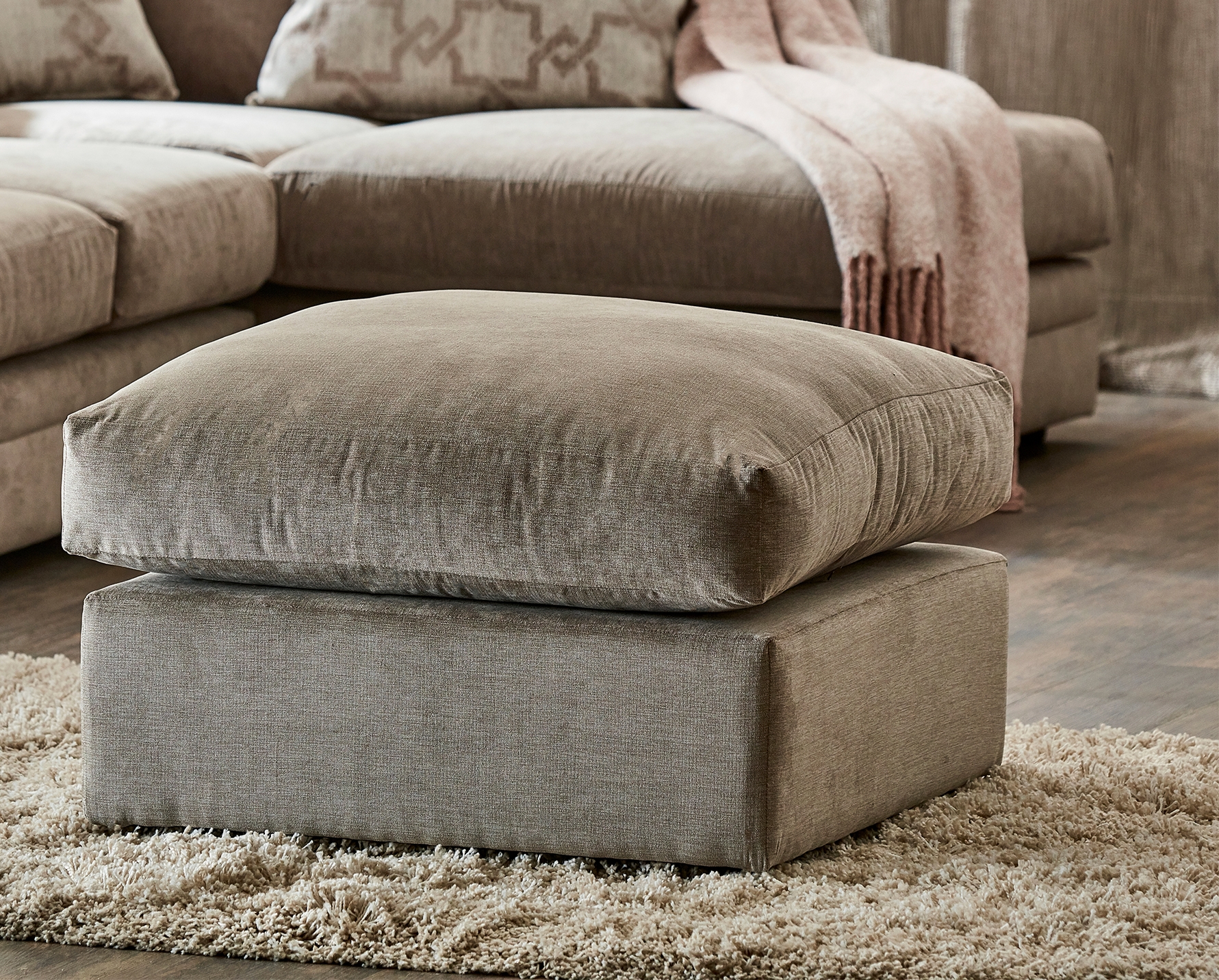 Graceland Fabric Footstool – Beige – The Online Sofa Shop