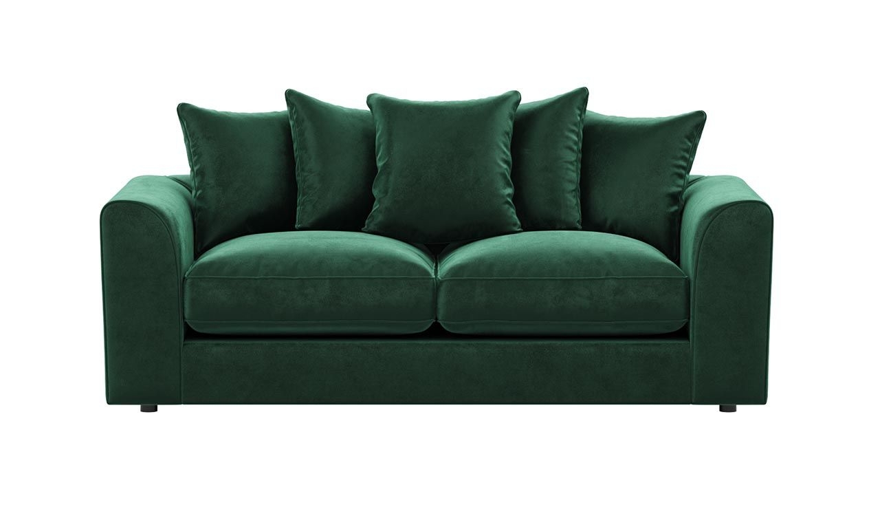 Brooklyn Plush Velvet 3 Seater Sofa – Fibre Filled – Green – The Online Sofa Shop